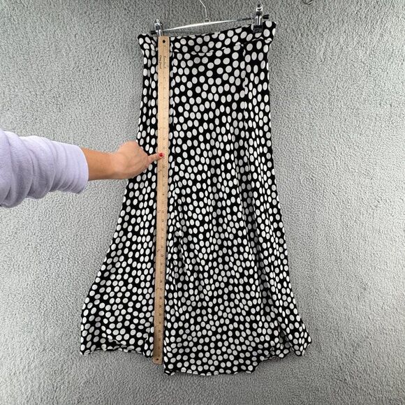 Zara Black White Polka Dot Midi Skirt Size XS | High Waist Flowy Viscose Made in - Picture 8 of 11